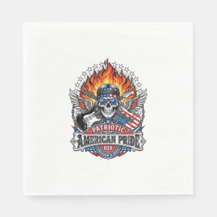 Serviette En Papier Guitariste de la Liberté Patriotique Crâne Musique