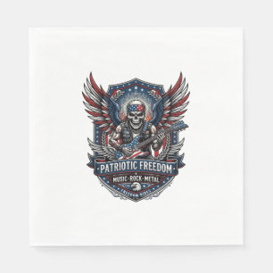 Serviette En Papier Guitariste de la Liberté Patriotique Crâne Musique