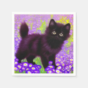 Serviette En Papier Gustav Klimt Black Kitten