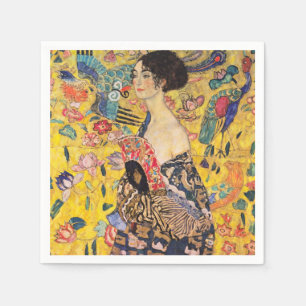Serviette En Papier Gustav Klimt - Dame avec ventilateur