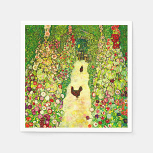 Serviette En Papier Gustav Klimt Garden with Chickens
