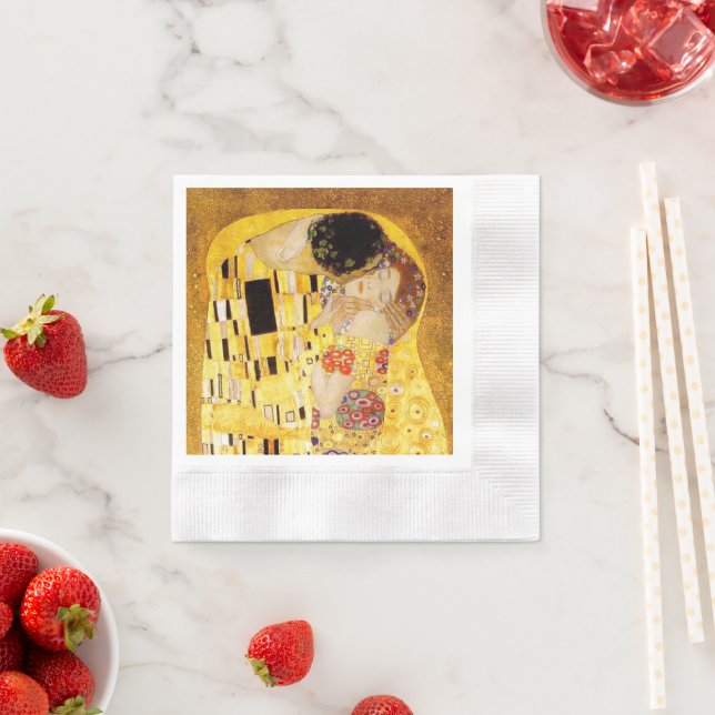 Serviette En Papier Gustav Klimt La Peinture Classique Du Kiss (En situation)