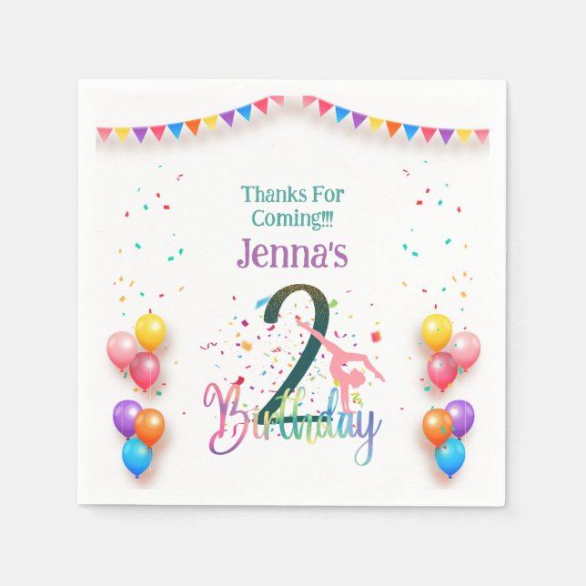 Serviette En Papier Gymnaste mignonne anniversaire de enfant fête cart (Devant)