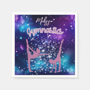 Serviette En Papier Gymnastique Galaxie Purple Turquoise Personnalisé