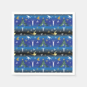 Serviette En Papier Gymnastique masculine Snowflake sapin de Noël