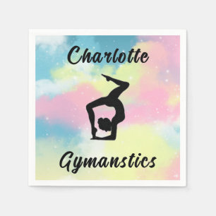 Serviette En Papier Gymnastique Pastel Rose Bleu Jaune Personnalisé