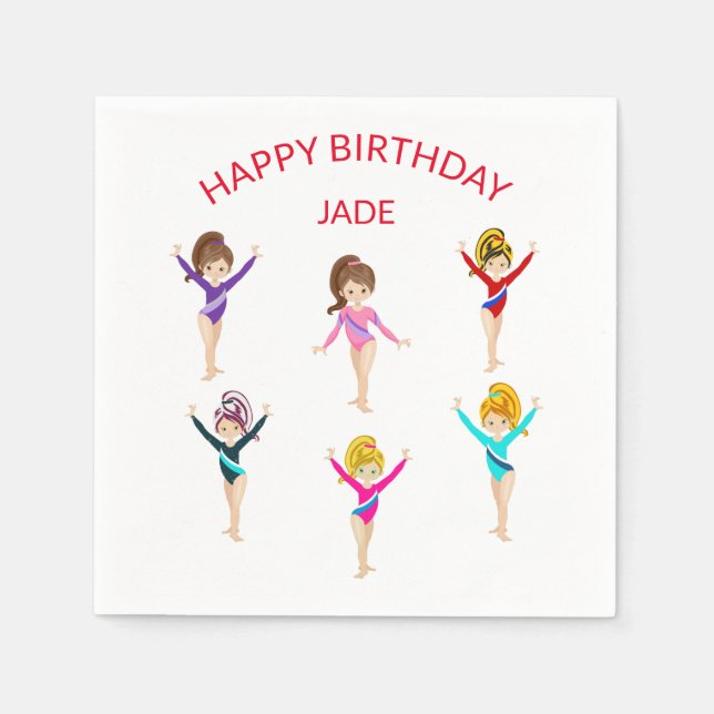 Serviette En Papier Gymnastique personnalisée ANNIVERSAIRE (Devant)