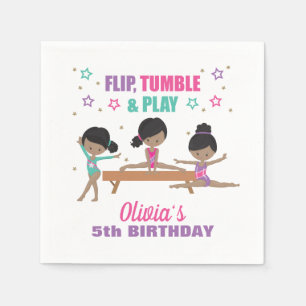 Serviette En Papier Gymnastique rose violet turquoise fille Anniversai