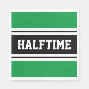 Serviette En Papier HALFTIME Vert clair noir blanc rayures de course