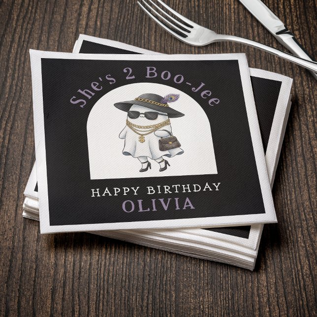 Serviette En Papier Halloween 2 Anniversaire Fête Ghost Two Boujee (Halloween 2nd Birthday Party Ghost Two Boujee Napkins
)