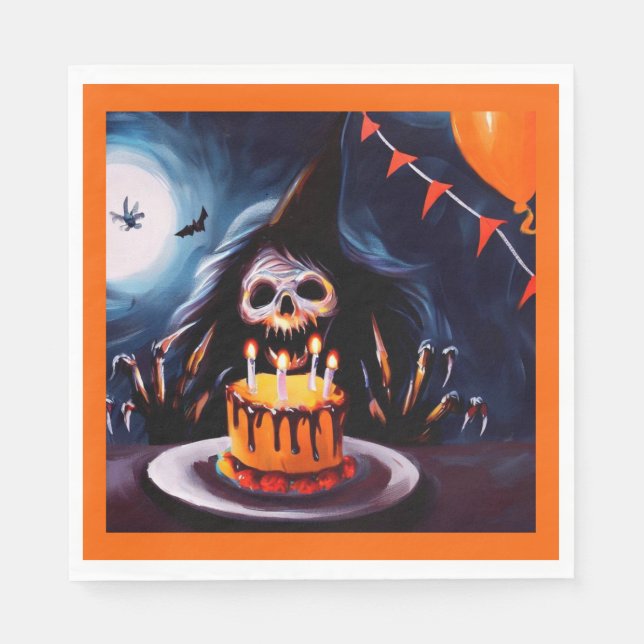 Serviette En Papier Halloween - Anniversaire 4 (Devant)