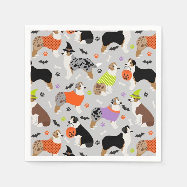 Serviette En Papier Halloween Australian Shepherd (Devant)