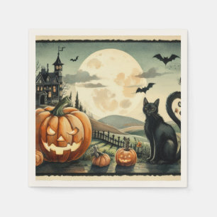 Serviette En Papier Halloween/Automne/Automne/citrouille/chat