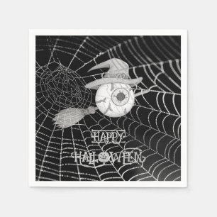 Serviette En Papier Halloween balai sorcière, globe oculaire effrayant