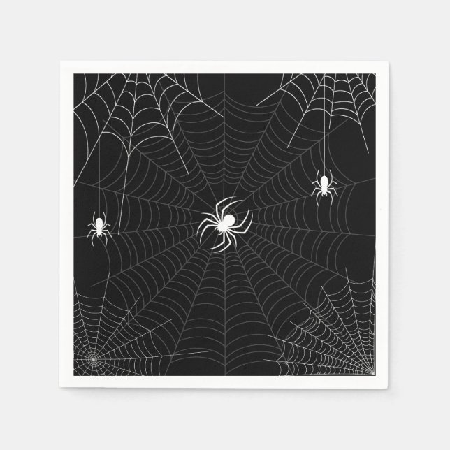 Serviette En Papier Halloween Black et White Spider Web (Devant)