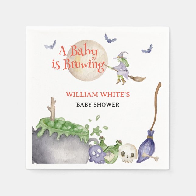 Serviette En Papier Halloween Cauldron Baby brasse une douche (Devant)