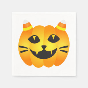 Serviette En Papier Halloween Chat-o'-Lanterne