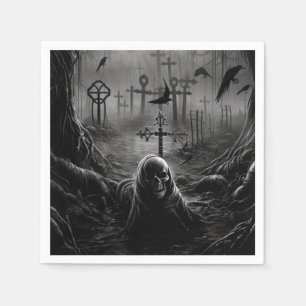 Serviette En Papier Halloween cimetière cimetière gothique squelette