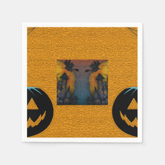 Serviette En Papier Halloween Citrouille à thème et maison hantée