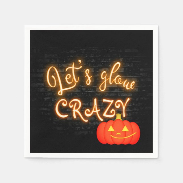 Serviette En Papier Halloween Citrouille Neon Connexion mur de briques (Devant)