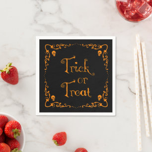Serviette En Papier Halloween Citrouille Orange Trick ou traitement
