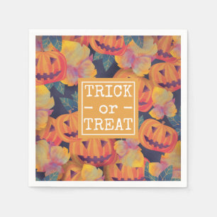 Serviette En Papier Halloween Citrouilles Trou ou traitement   Serviet