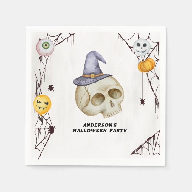 Serviette En Papier Halloween Costume fête aquarelle (Devant)