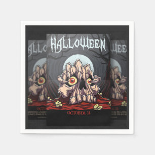 Serviette En Papier Halloween crâne éffrayant et griffe