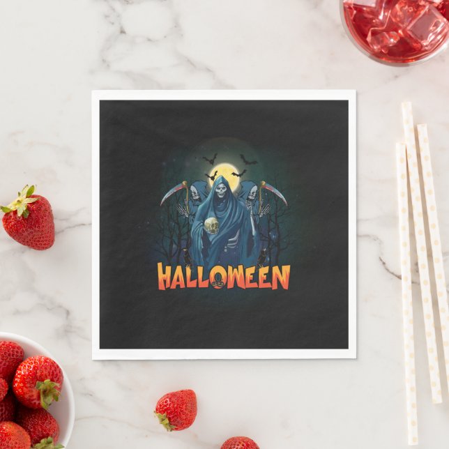 Serviette En Papier Halloween de nuit squelette effrayant, Mon humeur  (En situation)
