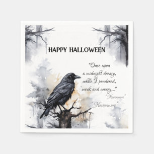 Serviette En Papier Halloween déplaisant noir corbeau heureux