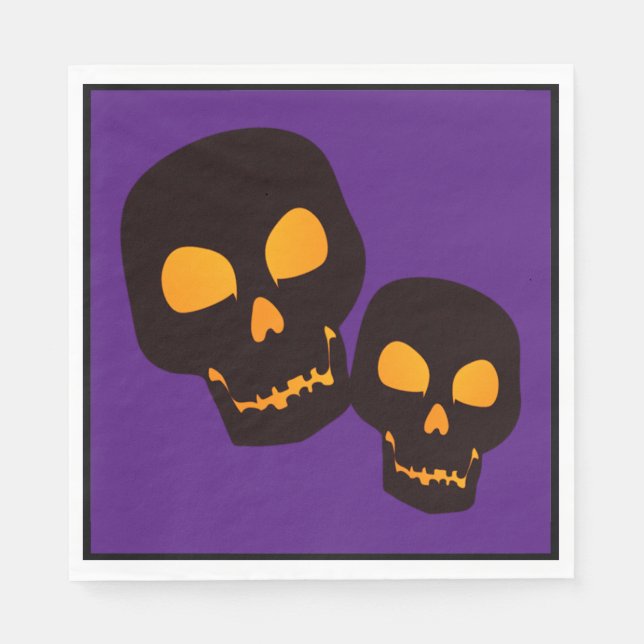 Serviette En Papier Halloween des crânes noirs (Devant)