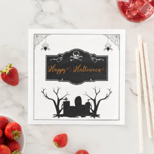 Serviette En Papier Halloween du cimetière Blanc