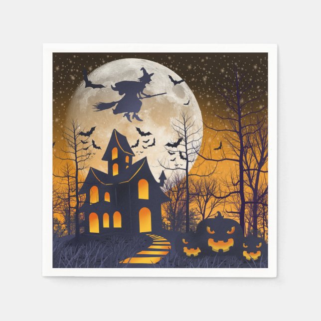 Serviette En Papier Halloween éffrayant Haunted House (Devant)