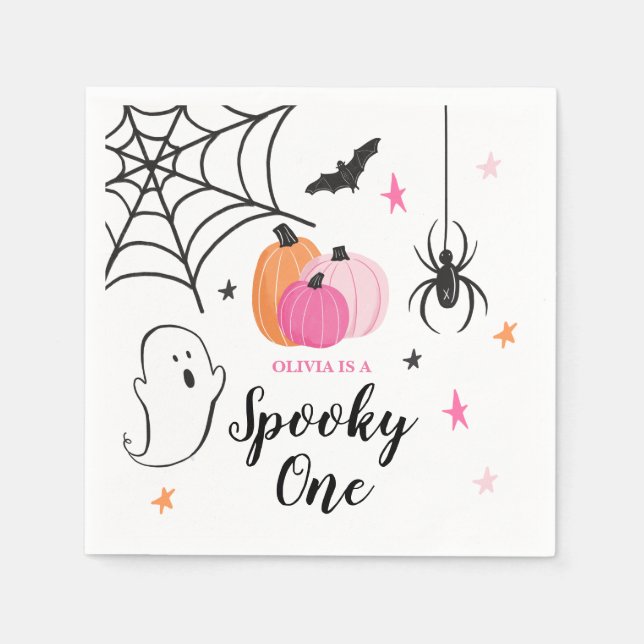 Serviette En Papier Halloween Éffrayant ONE 1ER Anniversaire Citrouill (Devant)