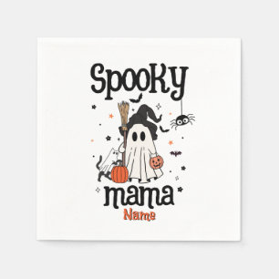 Serviette En Papier Halloween Éffrayant Personnalisé - Fantôme, Chat, 