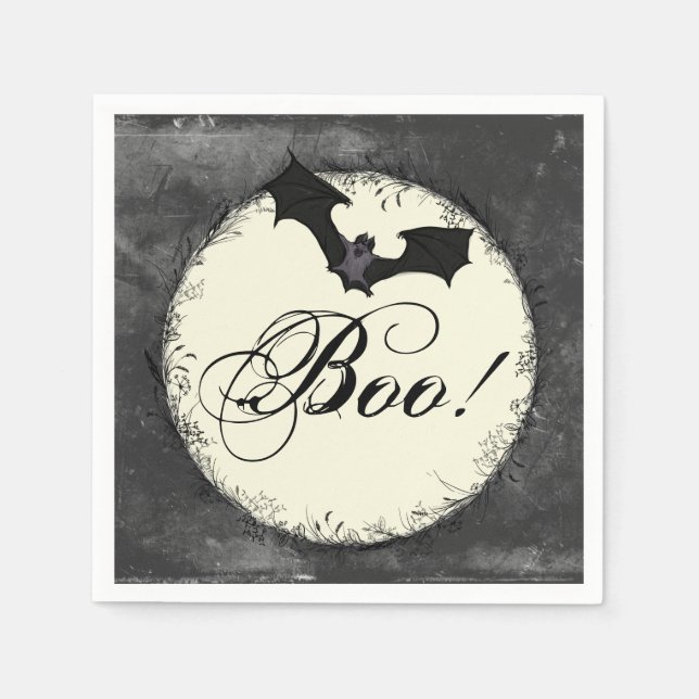 Serviette En Papier Halloween élégant Bat Boo (Devant)