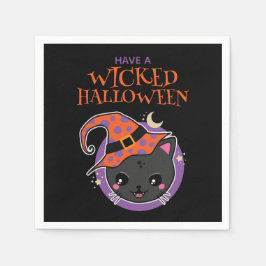 Serviette En Papier Halloween en chat à sorcière Kawaii