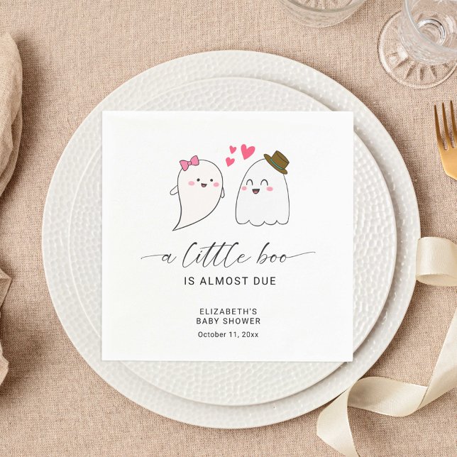 Serviette En Papier Halloween Fall Little Boo Baby shower QR Code (Créateur téléchargé)