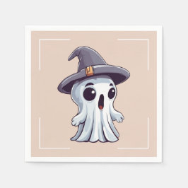 Serviette En Papier Halloween : Fantôme avec chapeau.