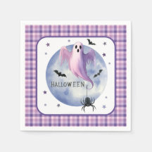 HALLOWEEN Fantôme avec motif gingham violet araign