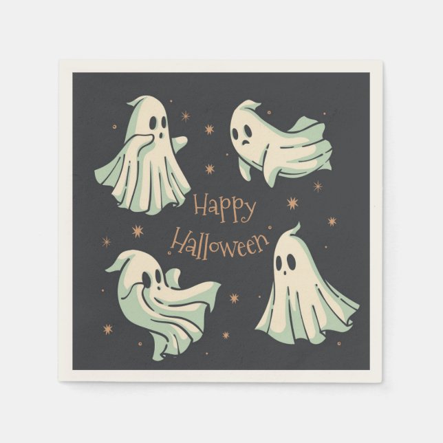 Serviette En Papier Halloween Fantôme Happy Halloween (Devant)