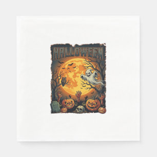 Serviette En Papier Halloween Fantôme Pleine Lune Jack Lanterns Zombie