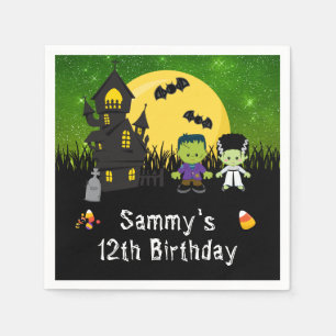 Serviette En Papier Halloween Fête Monstres Vert