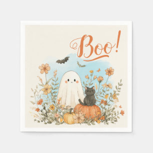 Serviette En Papier Halloween floral Fantôme mou