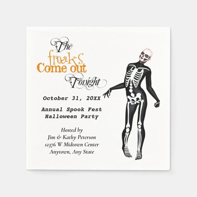 Serviette En Papier Halloween Freak Zombie Skeleton personnalisé (Devant)