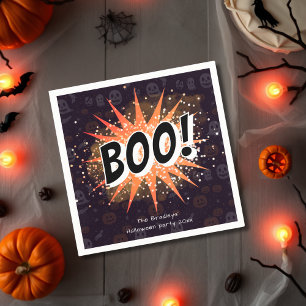 Serviette En Papier Halloween fun noir et orange Boo
