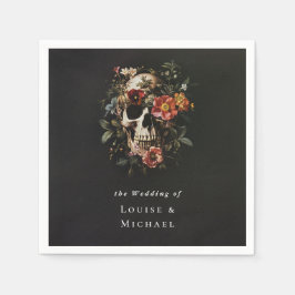 Serviette En Papier Halloween Gothique Crâne Mariage floral