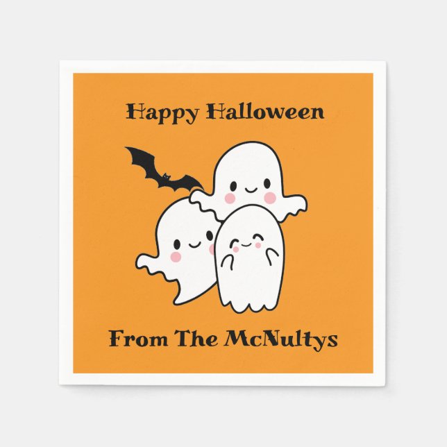 Serviette En Papier Halloween heureux peut personnaliser (Devant)