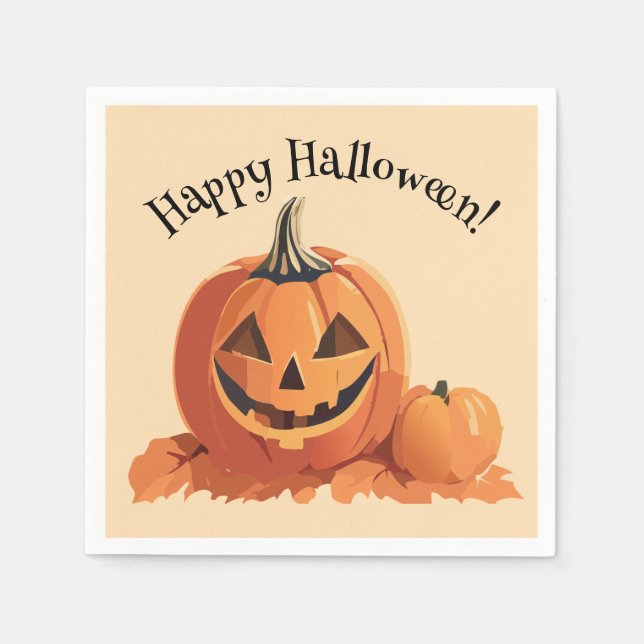 Serviette En Papier Halloween Jack-o-lanterne mignonne (Devant)