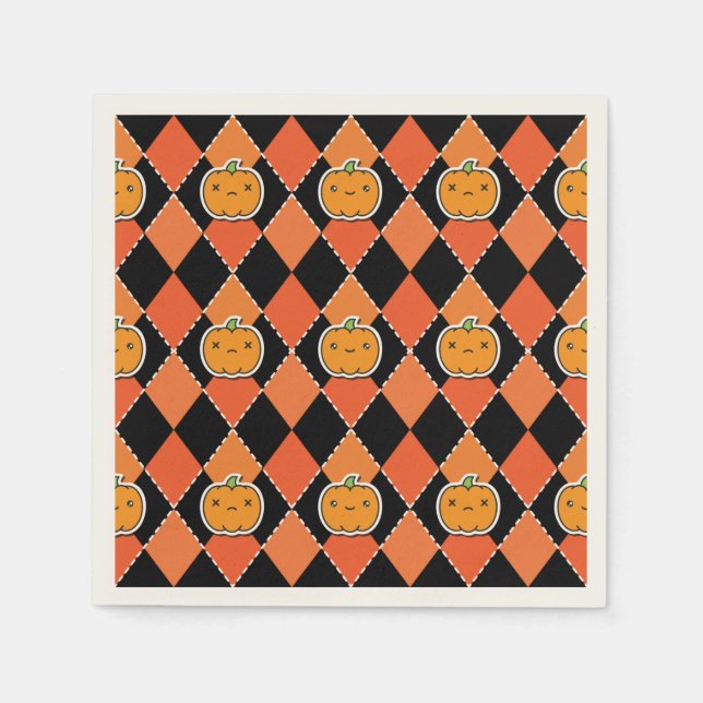 Serviette En Papier Halloween Kawaii Jack-o-lanterne Jacquard (Devant)